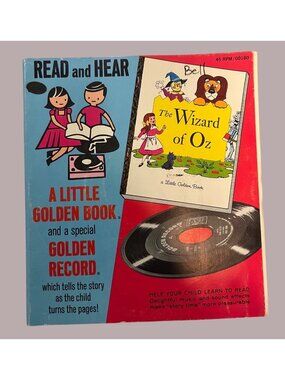 The Wizard Of Oz Little Golden Record & Book Set 45 RPM Vintage Read-Along Story